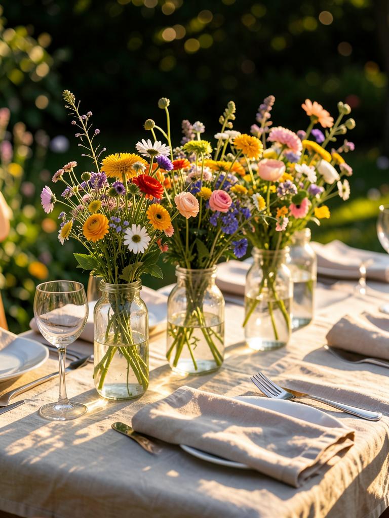 Wildflowers in jam jars