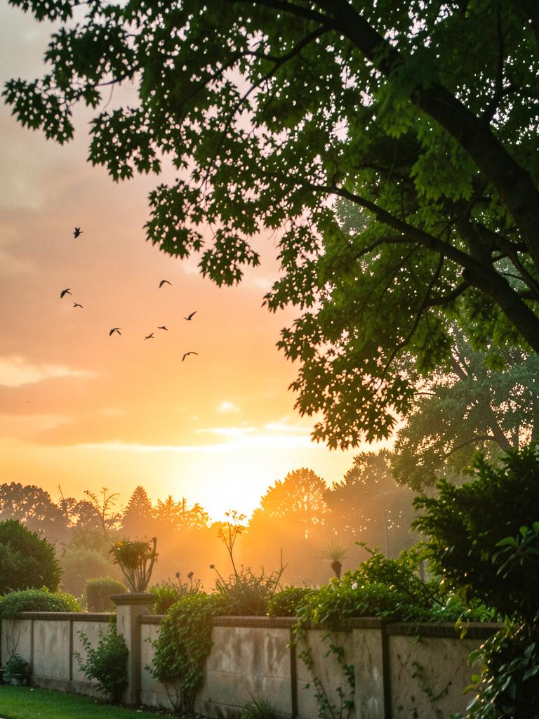 Birds over the wall